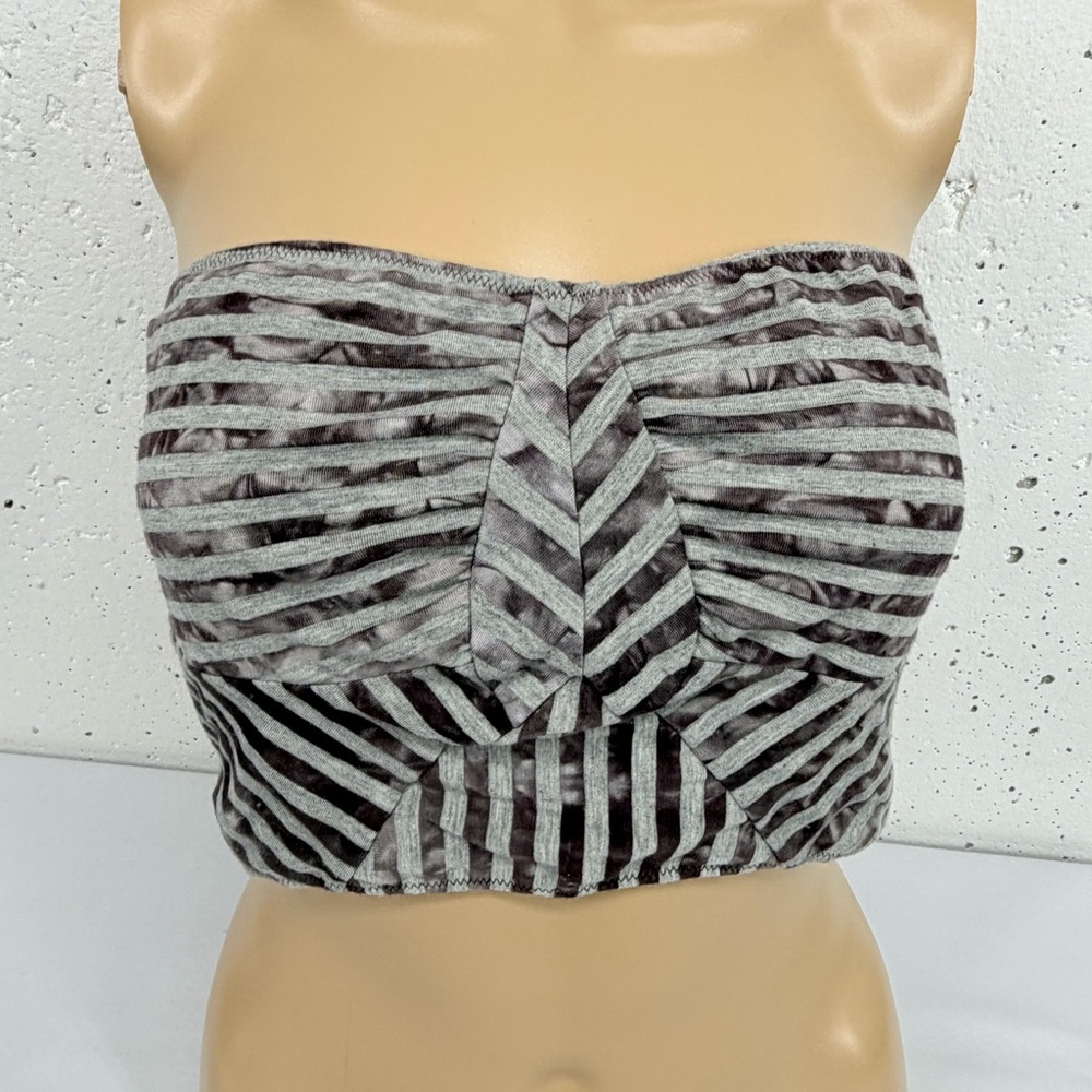 Free People Intimately Size Large Purple Gray Striped Bandeau Tube Top Bra